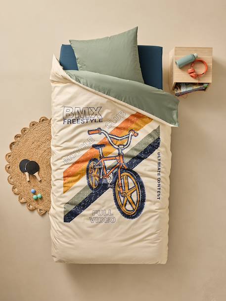 Parure housse de couette et taie d'oreiller enfant BMX sable 1 - vertbaudet enfant 