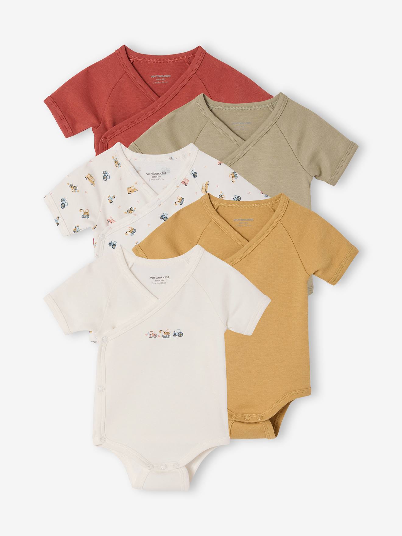 Lot 5 bodies naissance tracteur coton bio tomette