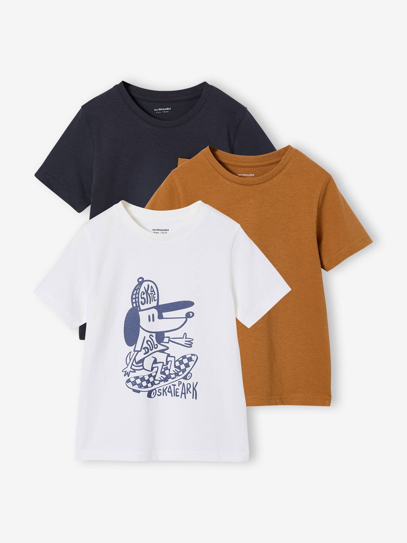 Lot 3 T-shirt manches courtes caramel