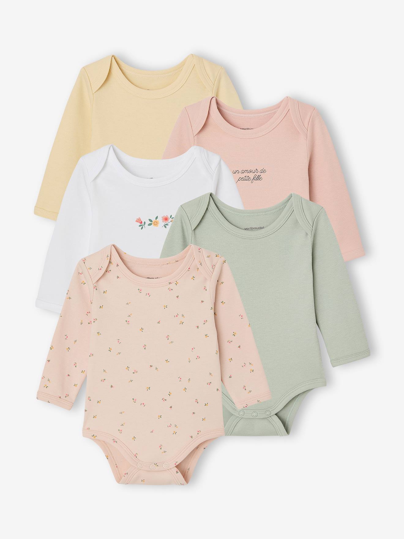 Bodies manches longues bébé fleuris vert sauge