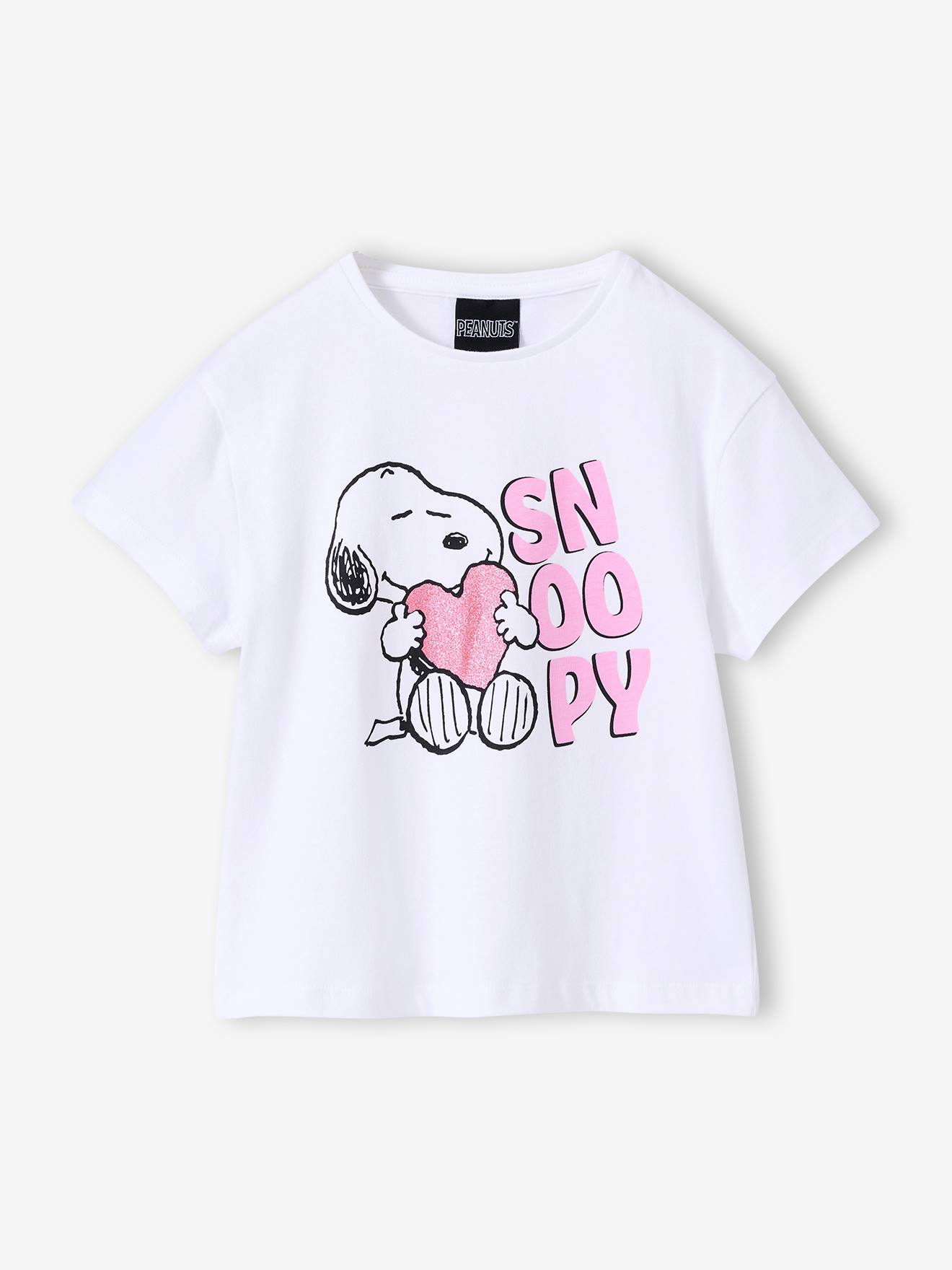 T-shirt manches courtes fille Snoopy blanc