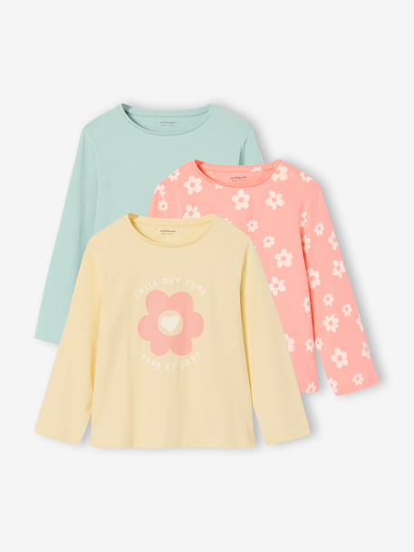 Lot de 3 t-shirts fille fantaisie manches longues  - vertbaudet enfant