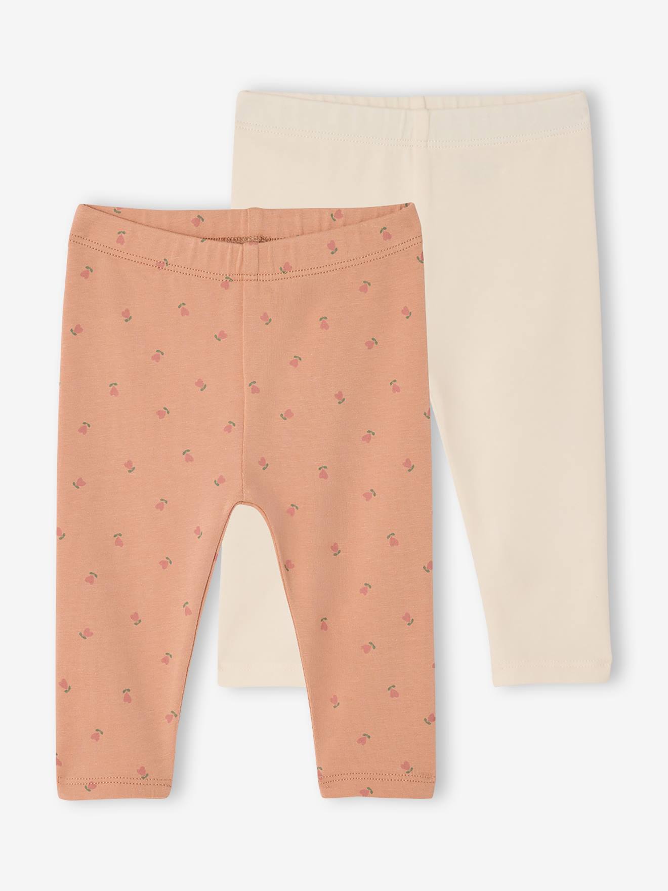 Lot de 2 leggings bébé Basics rose