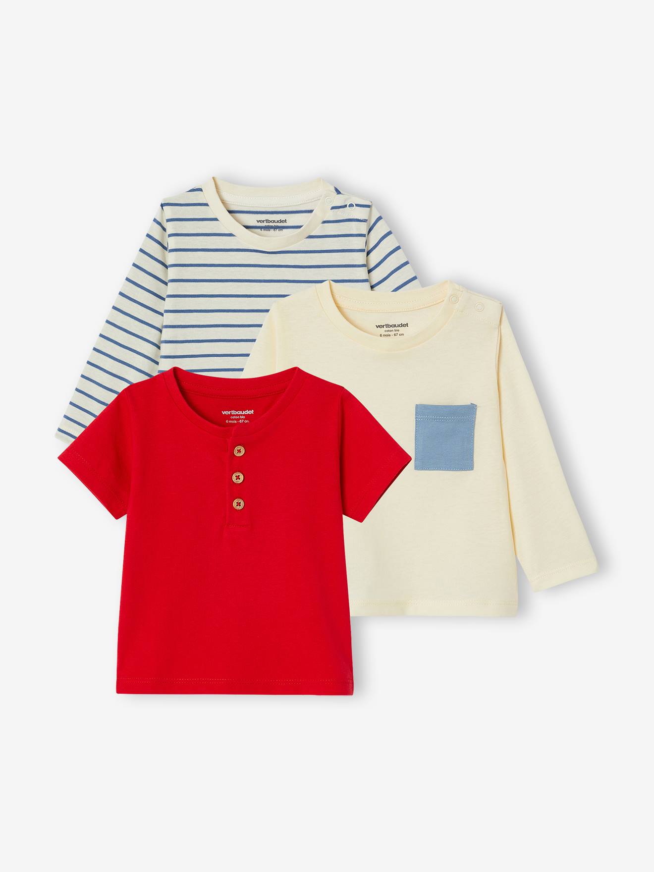 Lot 3 T-shirts bébé rouge