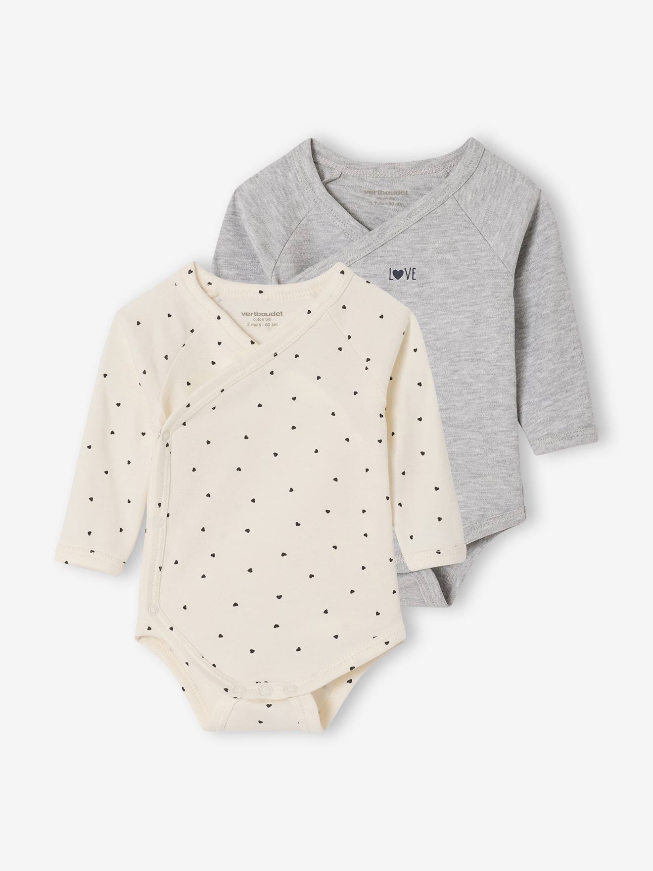 Lot de 2 bodies bébé manches longues écru