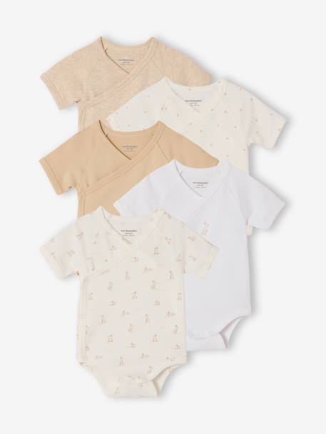Vertbaudet - Lot 5 bodies bébé manches courtes lapin gris chiné