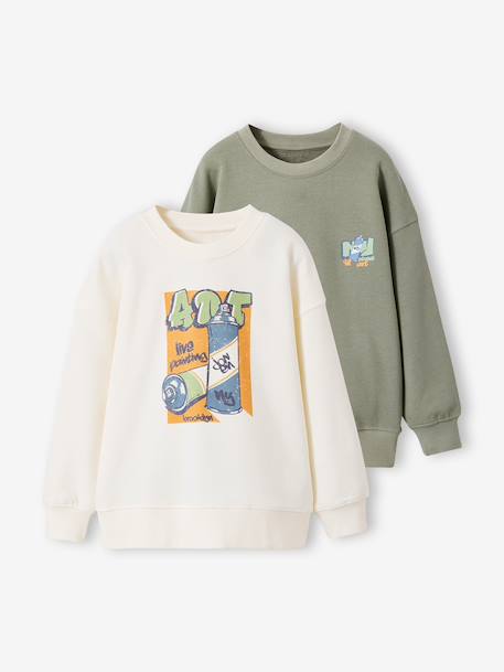 Lot 2 sweats manches longues graffiti  - vertbaudet enfant