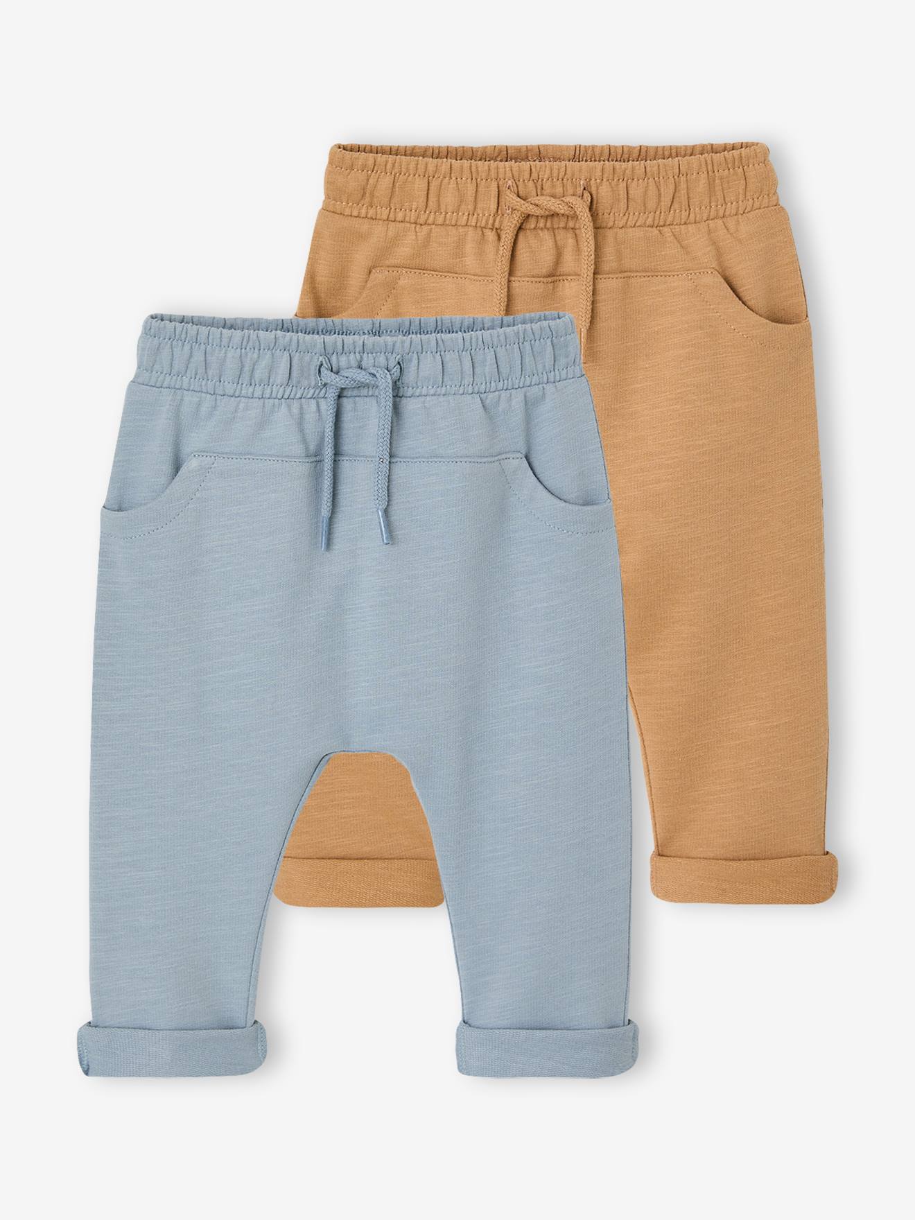 Lot de 2 pantalons bébé en molleton taupe