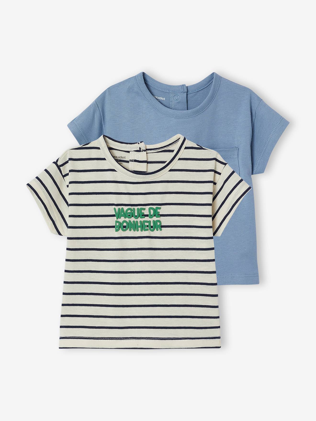 Lot 2 t-shirts manches courtes bébé bleu ciel
