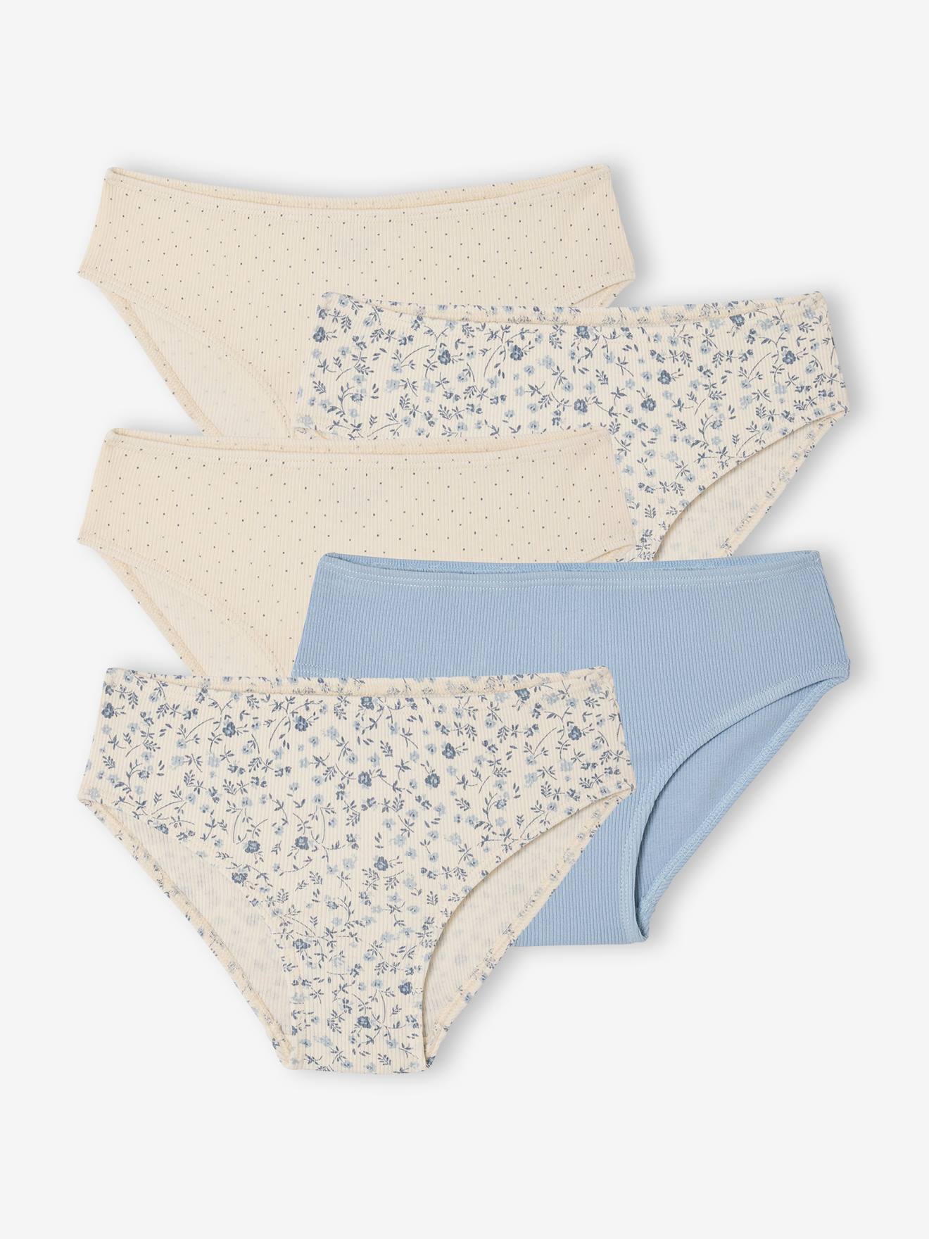Lot de 5 culottes fille côtelées écru