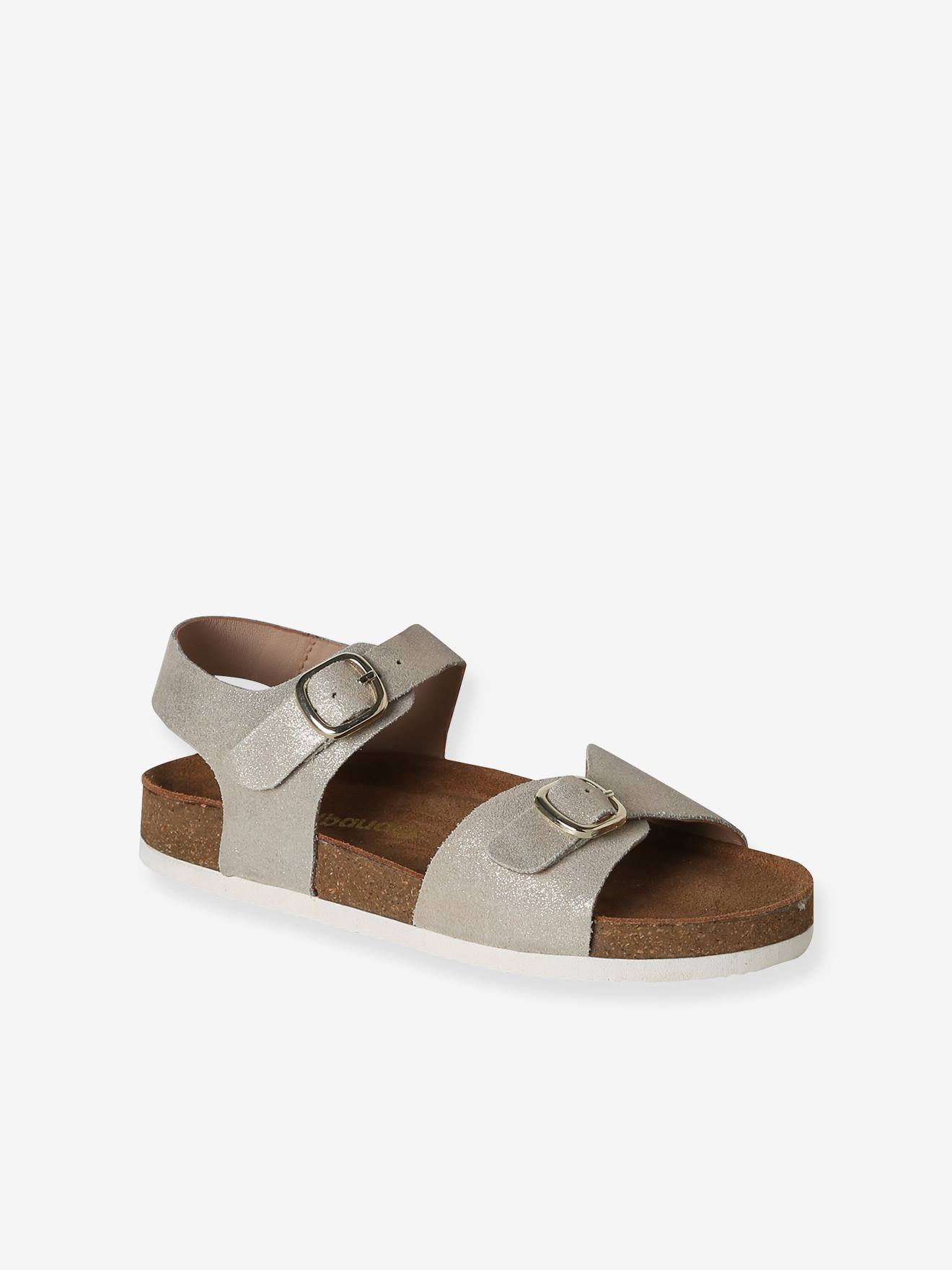 Sandales enfant cuir à doubles boucles or