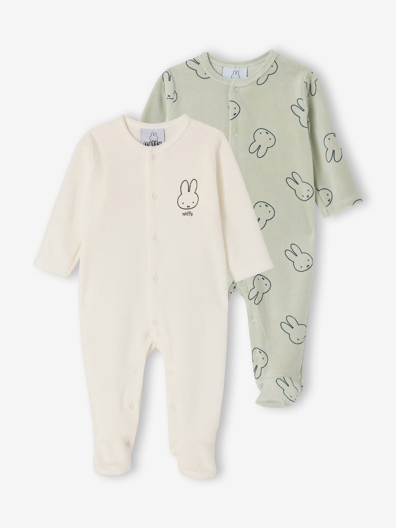 Lot pyjamas naissance bébé mixte Miffy vert de gris