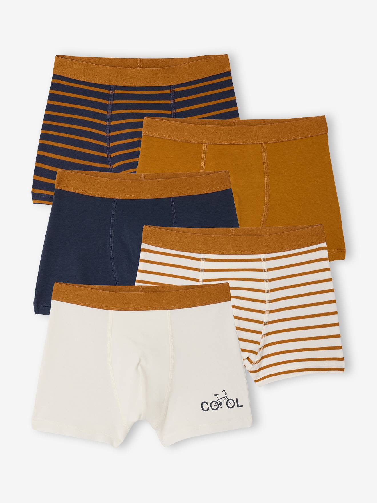 Lot 5 boxers garçon vélo écru