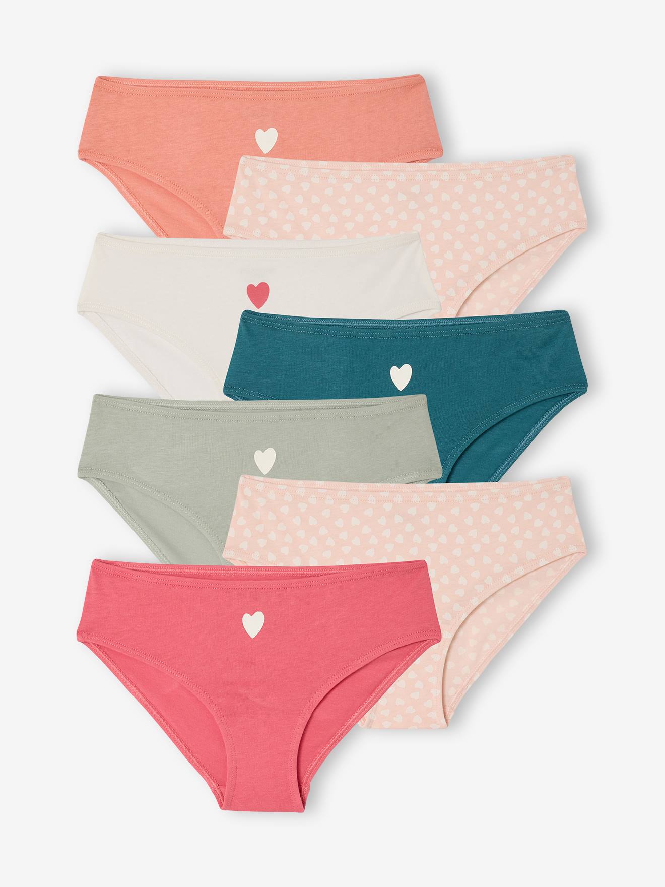 Lot 7 culottes fille cœur coton bio fuchsia