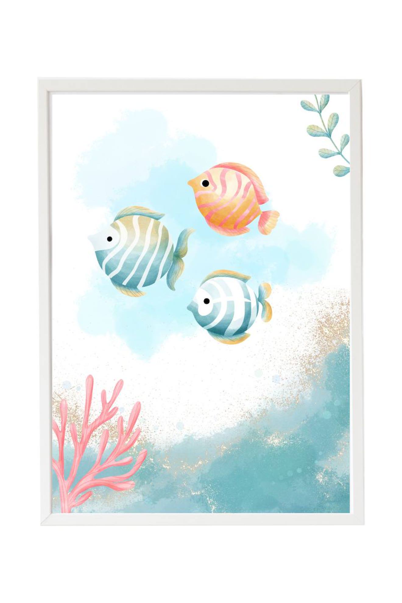 Cadre Mural Enfant Poissons Marins Multi Coloured