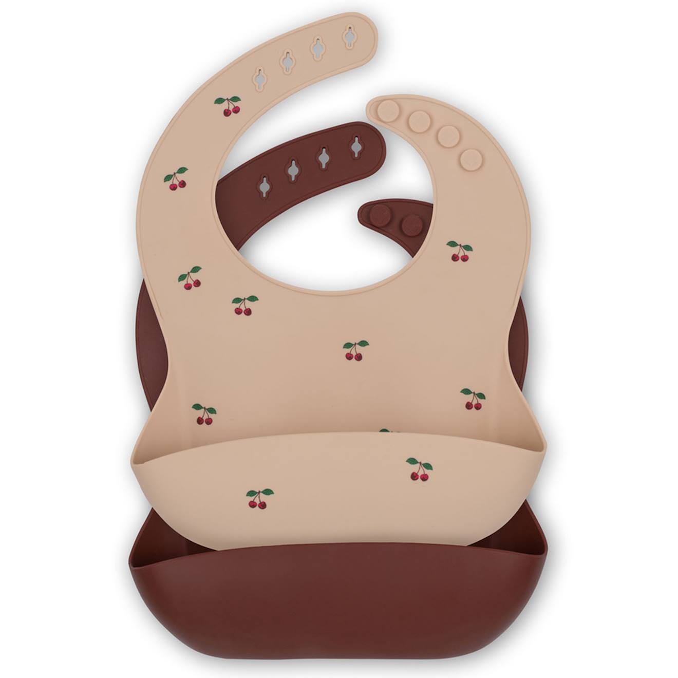 Lot De 2 Bavoirs À Poche Rouge, Vert, Marron (Konges Slojd) - Image 1