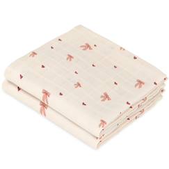 Puériculture-Lot de 2 langes en mousseline bows (70 x 70 cm)