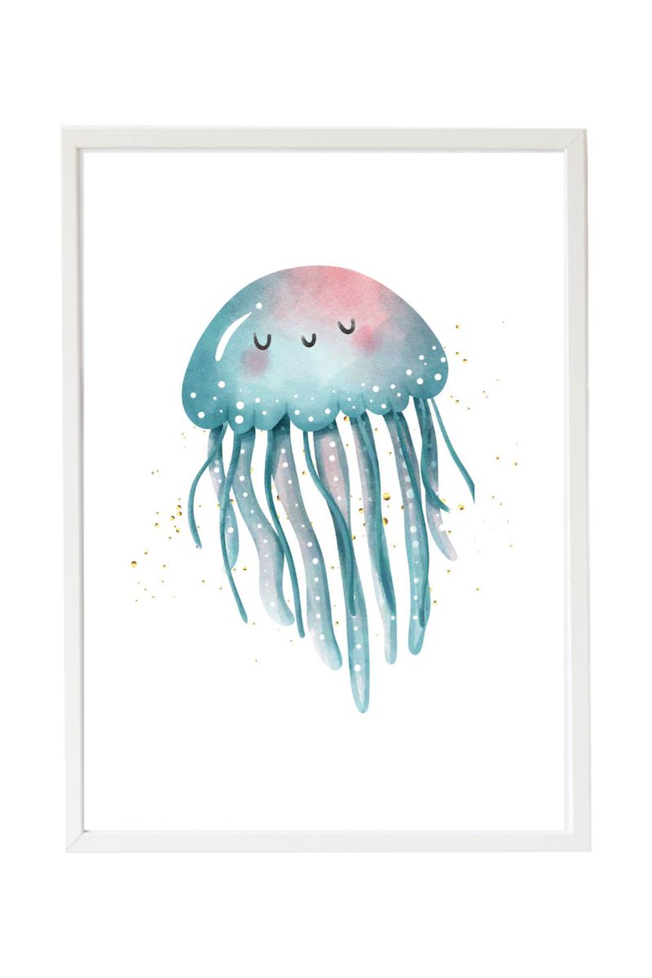 Cadre Mural Enfant Méduse Marine Multi Coloured