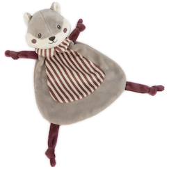 -Doudou plat écureuil cherry rayé