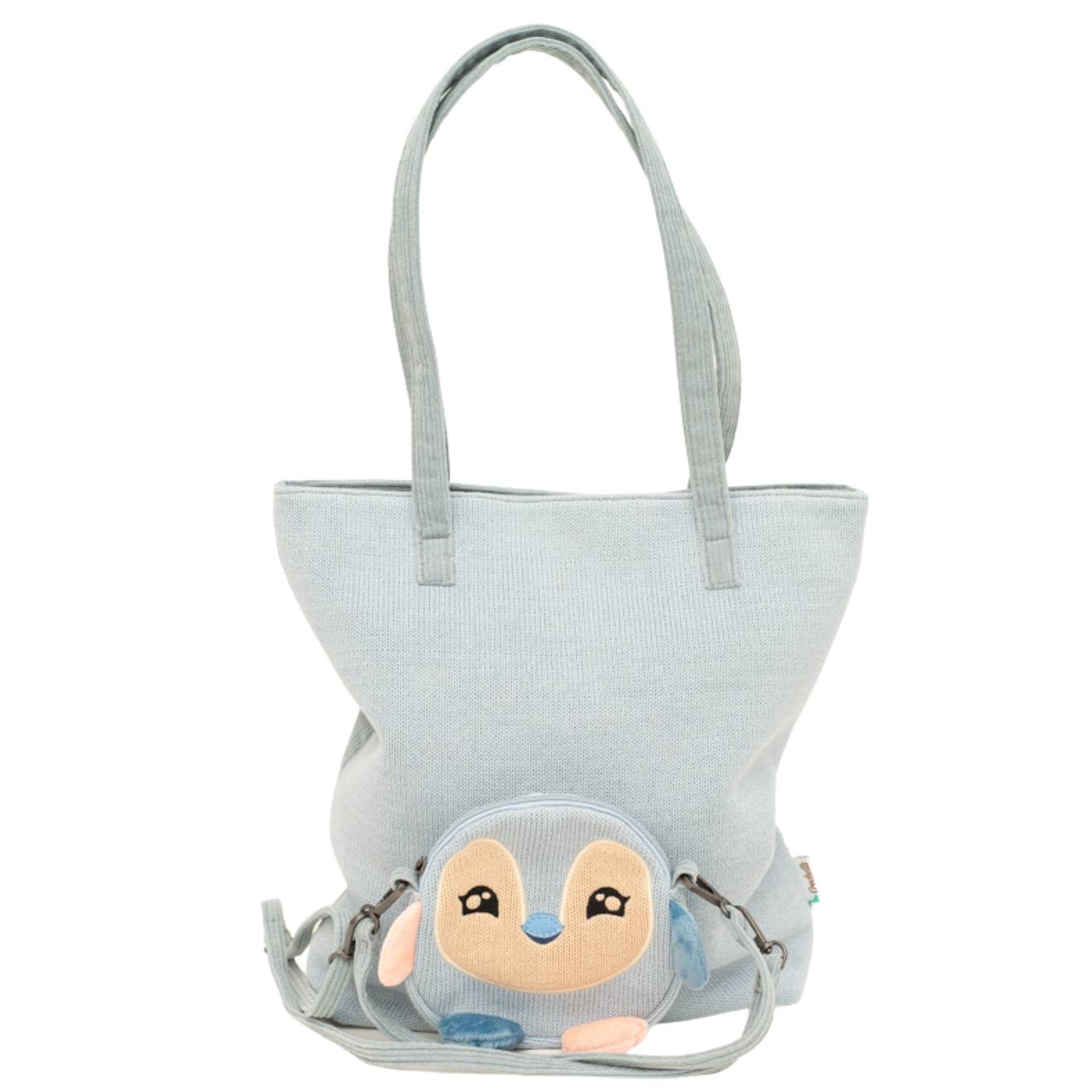 Sac Bandoulière Pingouin En Coton Doux Blue