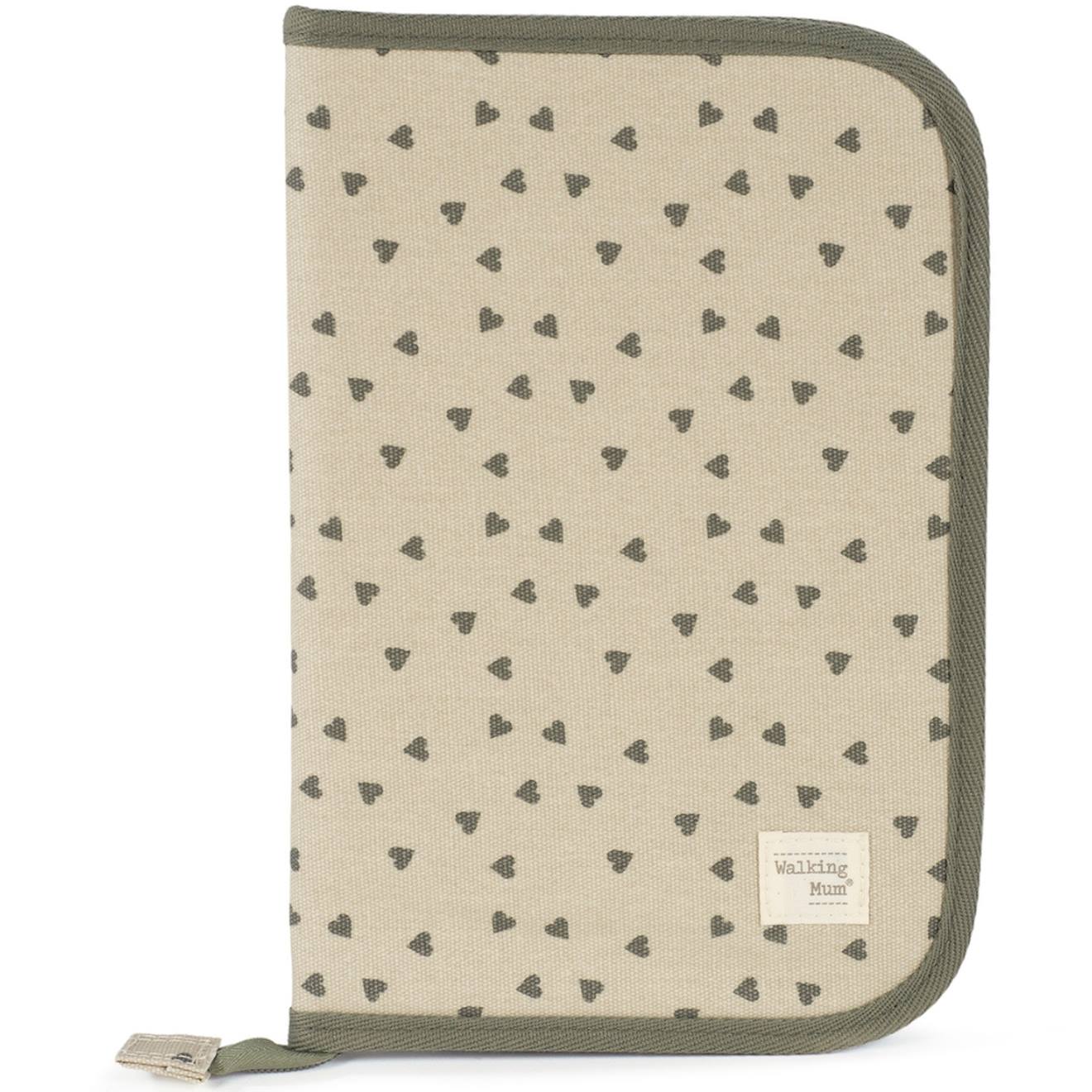 Protège Carnet De Santé Coeurs Poppy Mousse Vert, Écru (Walking Mum) - Couverture