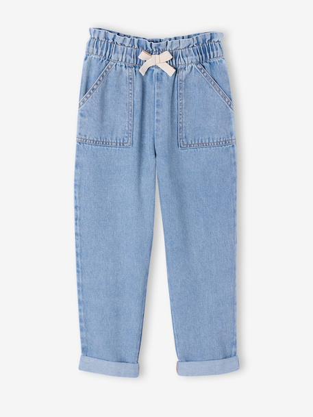Fille-Pantalon-Pantalon paperbag denim