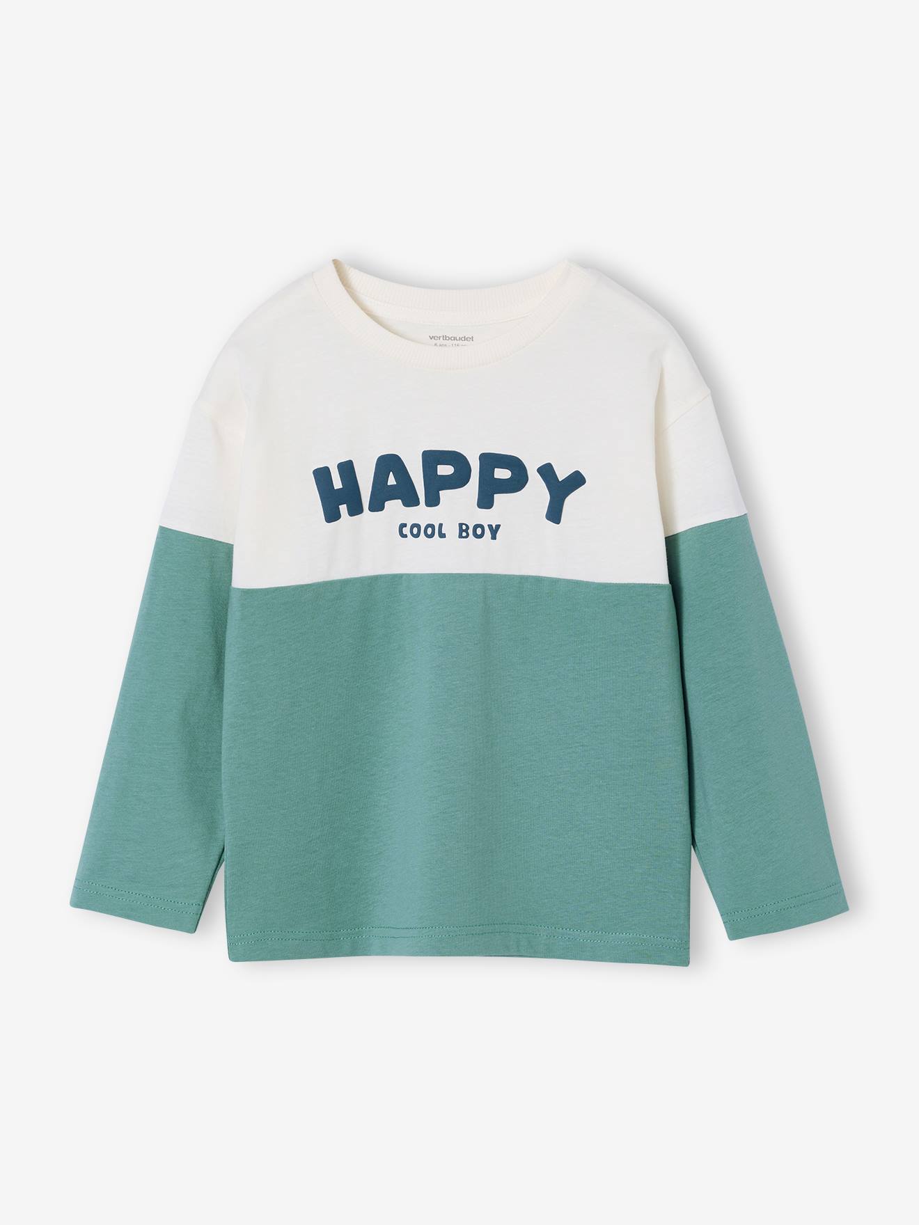 T-shirt manches longues colorblock vert d'eau