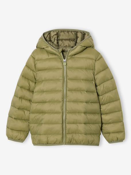 Doudoune garçon légère à capuche bleu moyen+marine+noir+noisette+noix de pécan+olive+rouge+vert émeraude 22 - vertbaudet enfant 