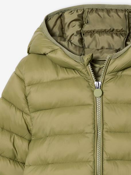 Doudoune garçon légère à capuche bleu moyen+marine+noir+noisette+noix de pécan+olive+rouge+vert émeraude 24 - vertbaudet enfant 
