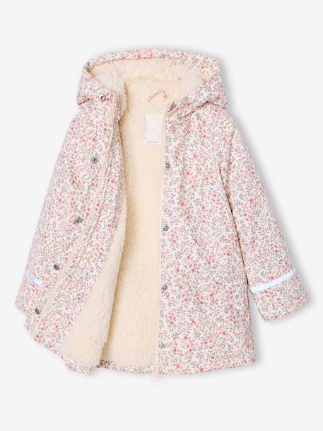 Ciré fille à capuche doublé sherpa anthracite+indigo+multicolore+rose pâle 12 - vertbaudet enfant 