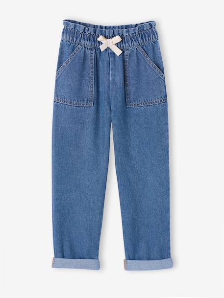 Fille-Pantalon-Pantalon paperbag denim