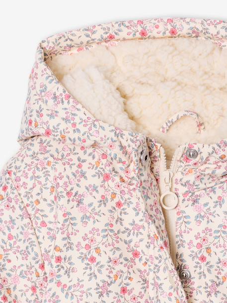 Ciré fille à capuche doublé sherpa anthracite+indigo+multicolore+rose pâle 14 - vertbaudet enfant 