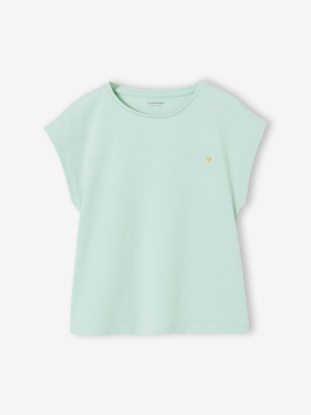 Tee-shirt fille uni fantaisie manches courtes personnalisable vert d'eau