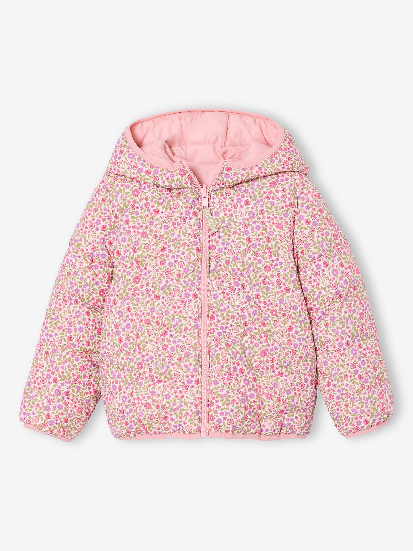 Doudoune fille légère réversible rose pâle