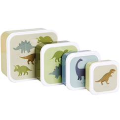 Puériculture-Repas-Vaisselle, coffret repas-Lot de 4 boîtes à goûter dinosaure