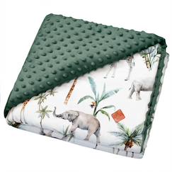 Linge de maison et décoration-Linge de lit bébé-Couverture réversible en minky safari