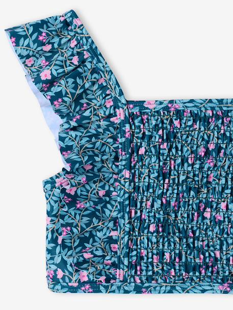 Maillot de bain 2 pièces fille fleurs vert émeraude 4 - vertbaudet enfant 
