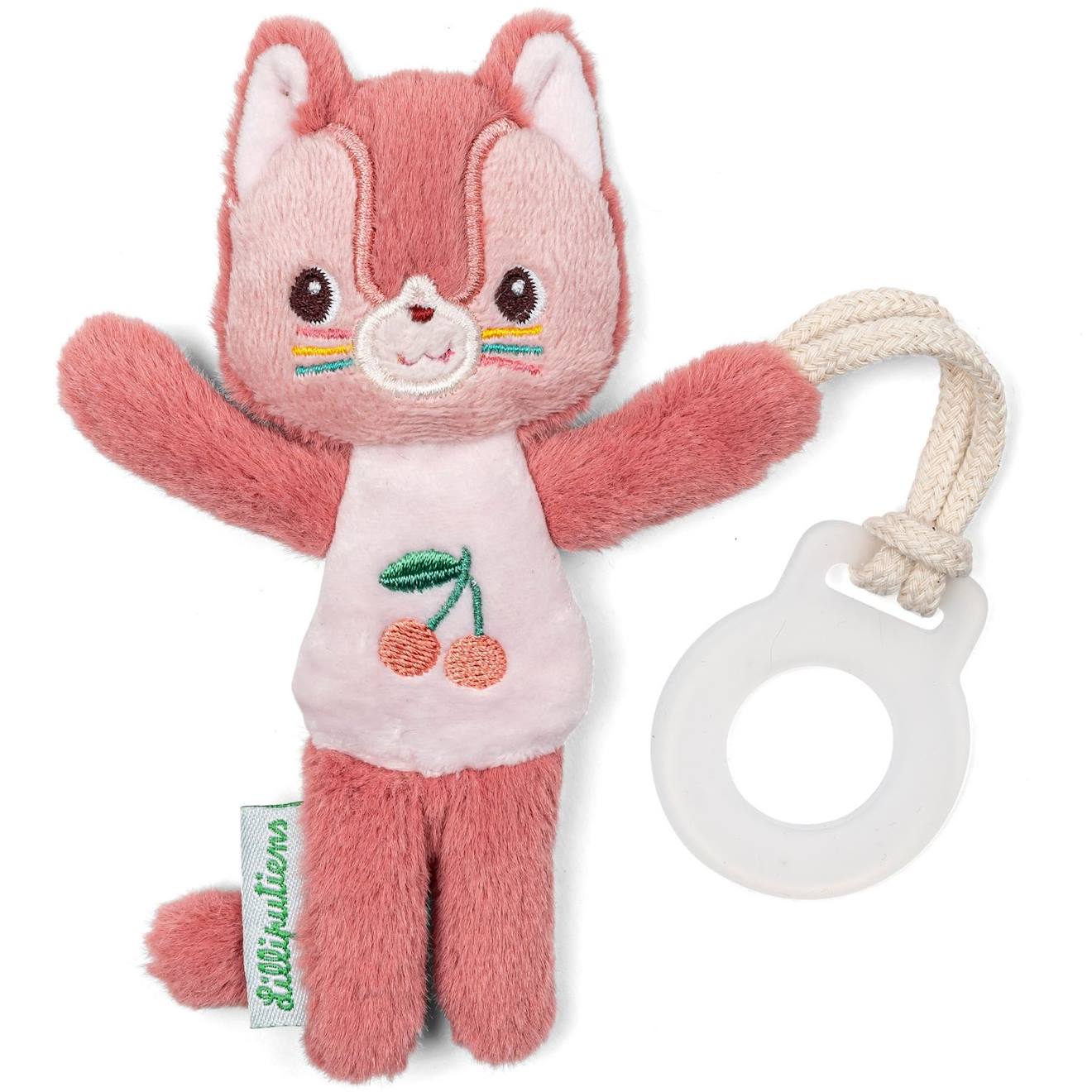 Doudou Attache Sucette Jack Mini Ami De La Nuit Rose, Blanc