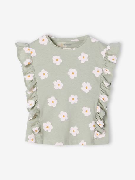 Fille-T-shirt, sous-pull-T-shirt-T-shirt manches courtes fille volants