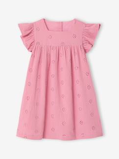 Robe fille gaze de coton brodée fleurs  - vertbaudet enfant