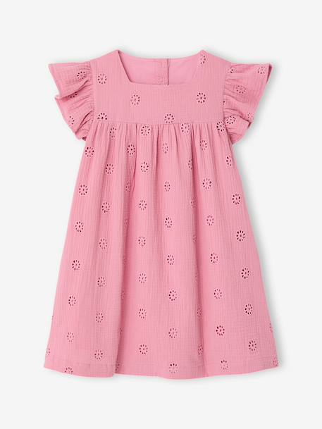 Robe fille gaze de coton brodée fleurs  - vertbaudet enfant