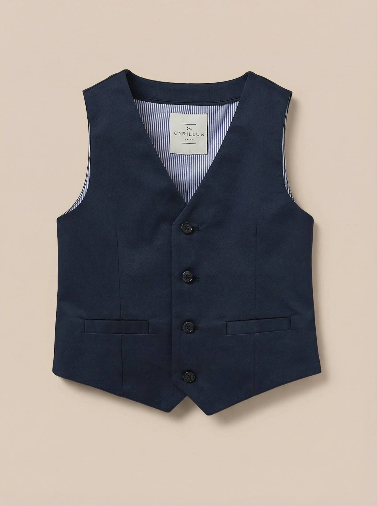 Gilet De Costume Bleu Fonce Uni