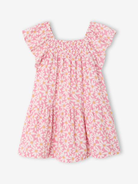 Fille-Robe fille à smocks imprimée fleurs