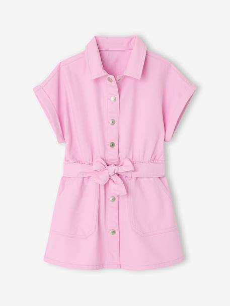 Fille-Robe-Robe ceinturée fille en twill coton