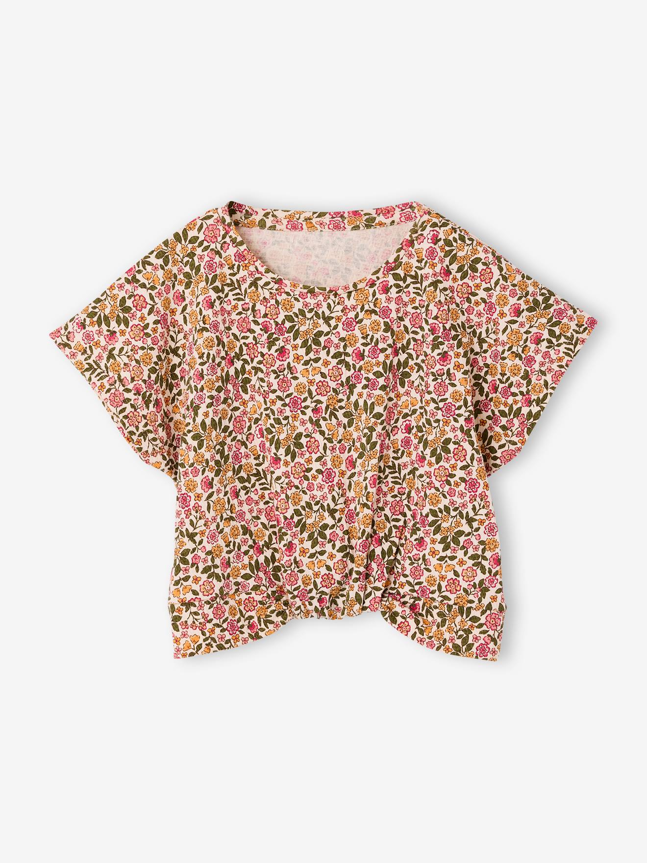 Blouse manches courtes blanc imprimé