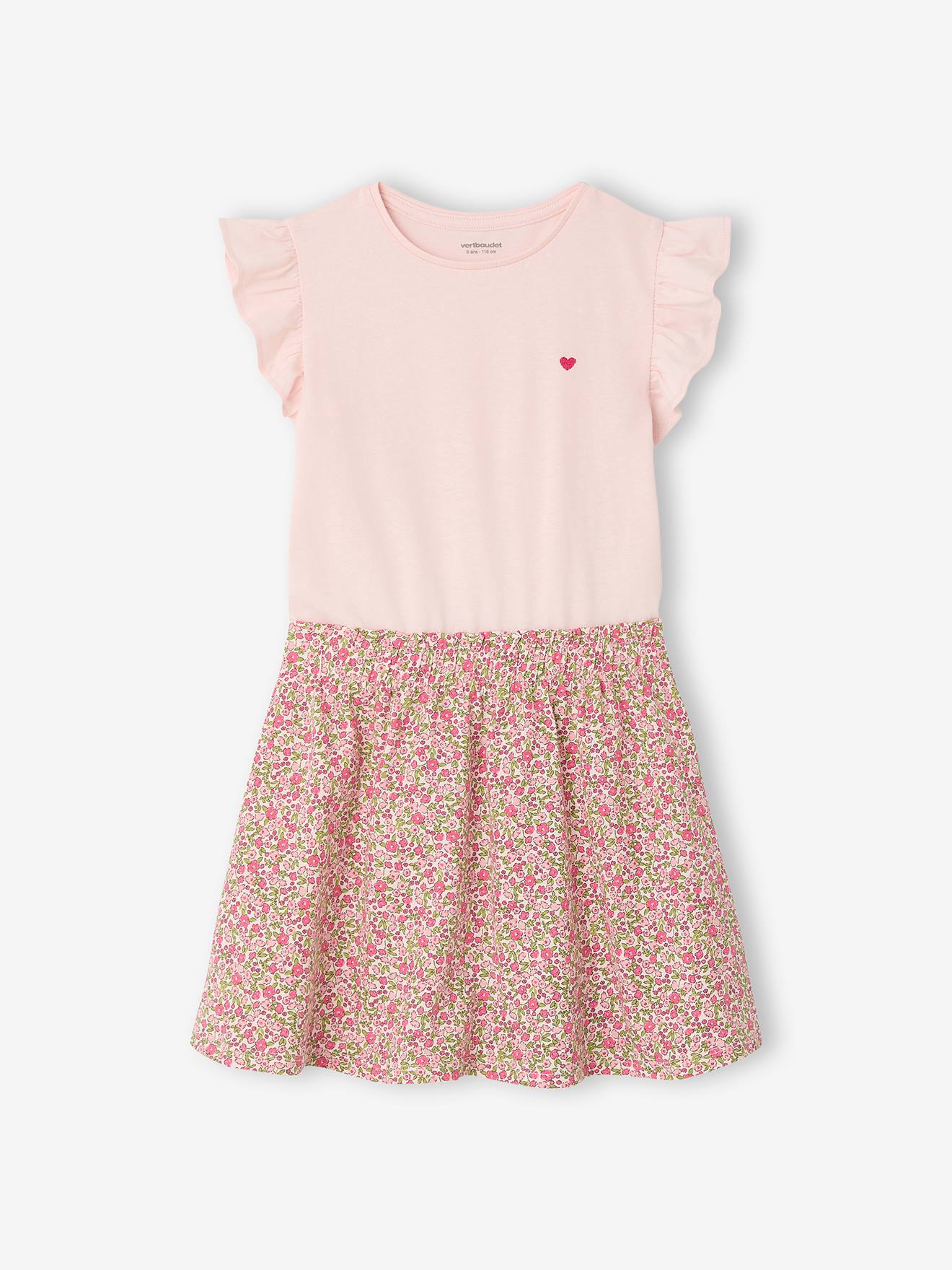 Robe fille effet 2 en 1 rose pâle