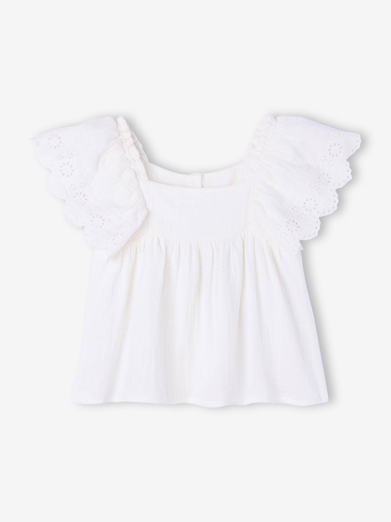 Blouse à volants gaze de coton écru