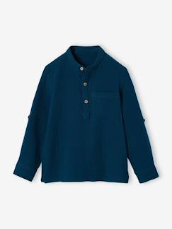 -Chemise en gaze de coton personnalisable garçon manches retroussables