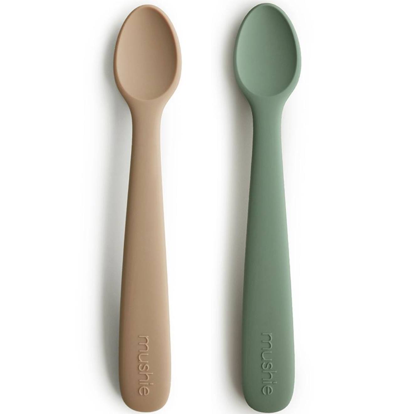 Lot De 2 Cuillères Silicone Beige, Vert (Mushie) - Couverture