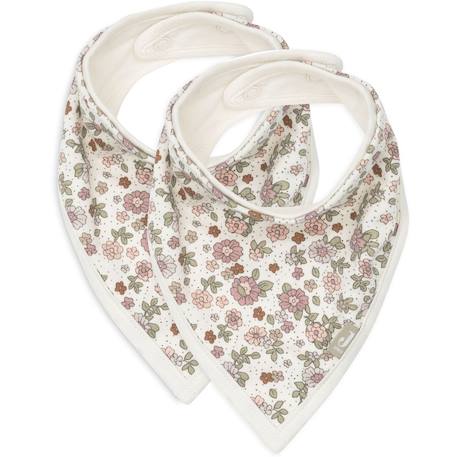 Jollein - Lots De 2 Bavoirs Bandana En Coton Multicolore Fleuri